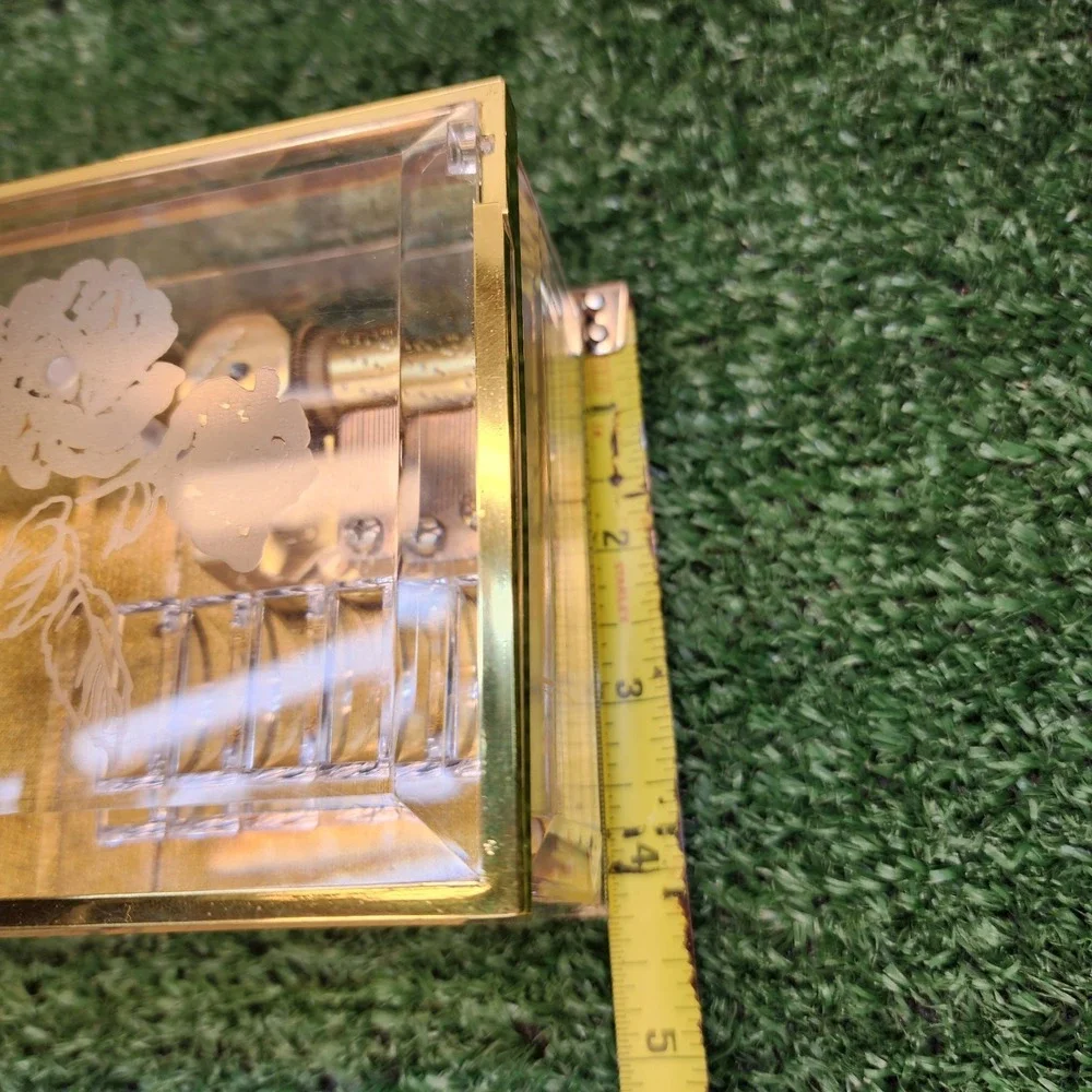 Vintage Sankyo Jewelry Music Box With Floral Design Gold Detailing